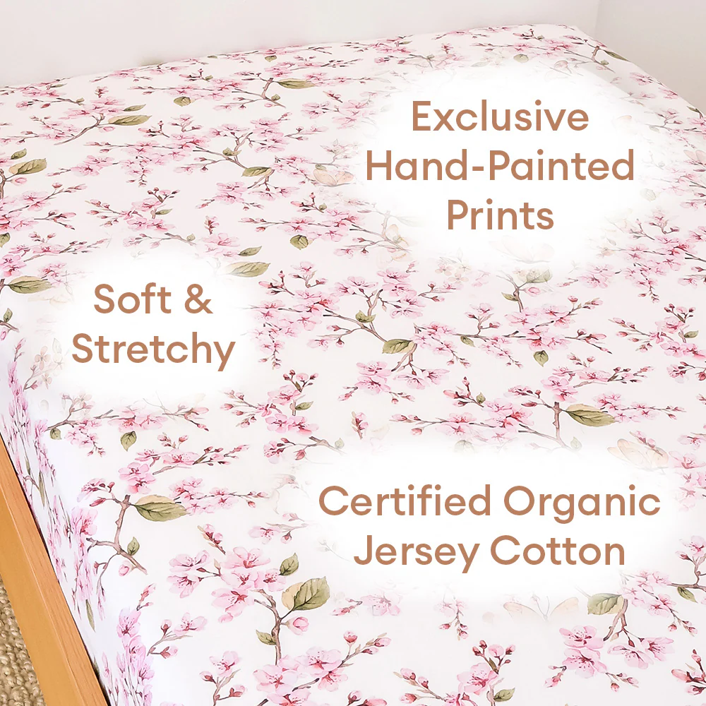 Cherry Blossom Organic Cotton Fitted Sheet - Image 4