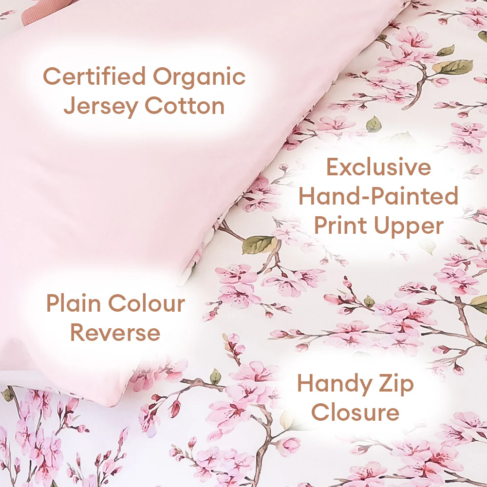 Cherry Blossom Organic Cotton Quilt Cover - Image 4
