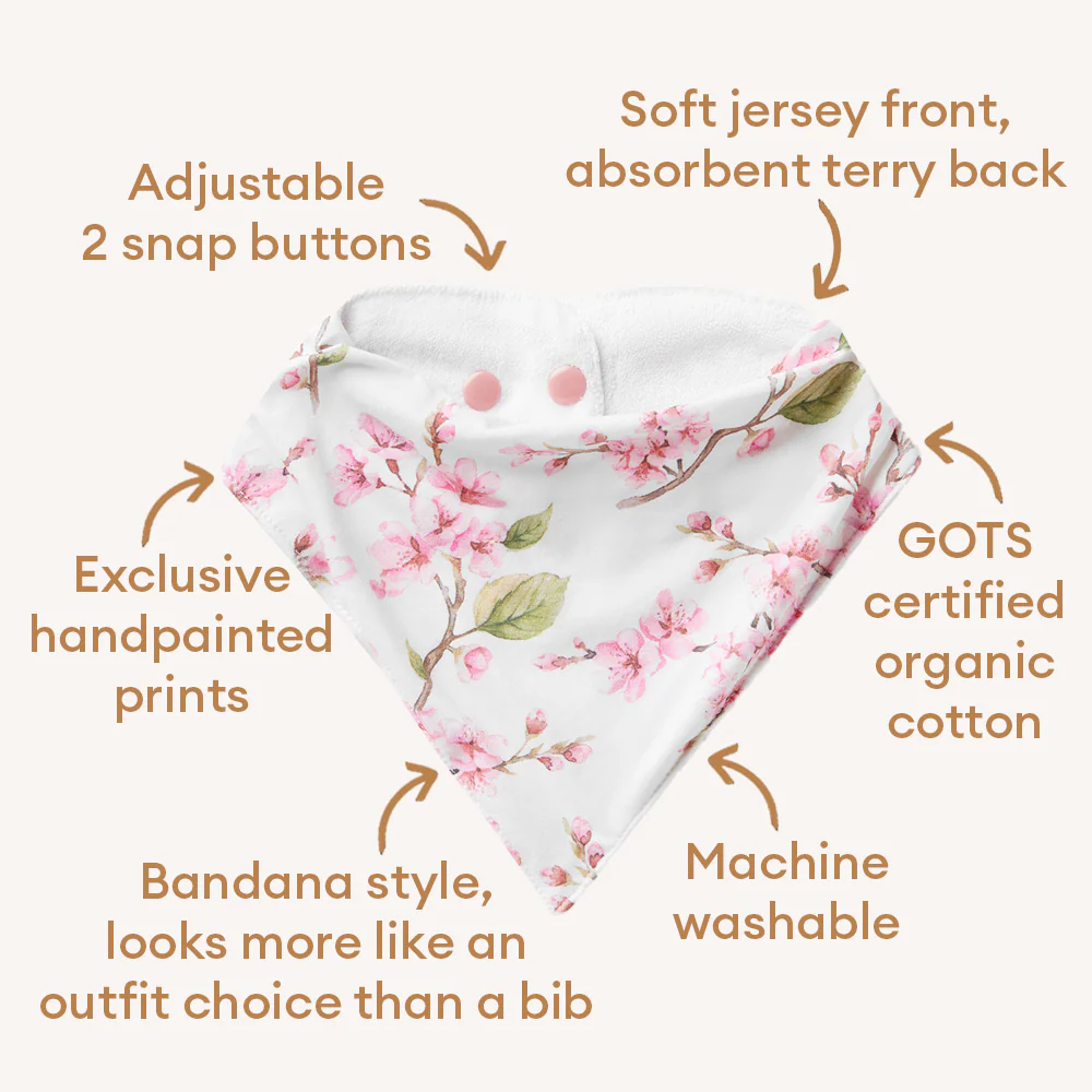 Cherry Blossom Organic Dribble Bib - Image 4