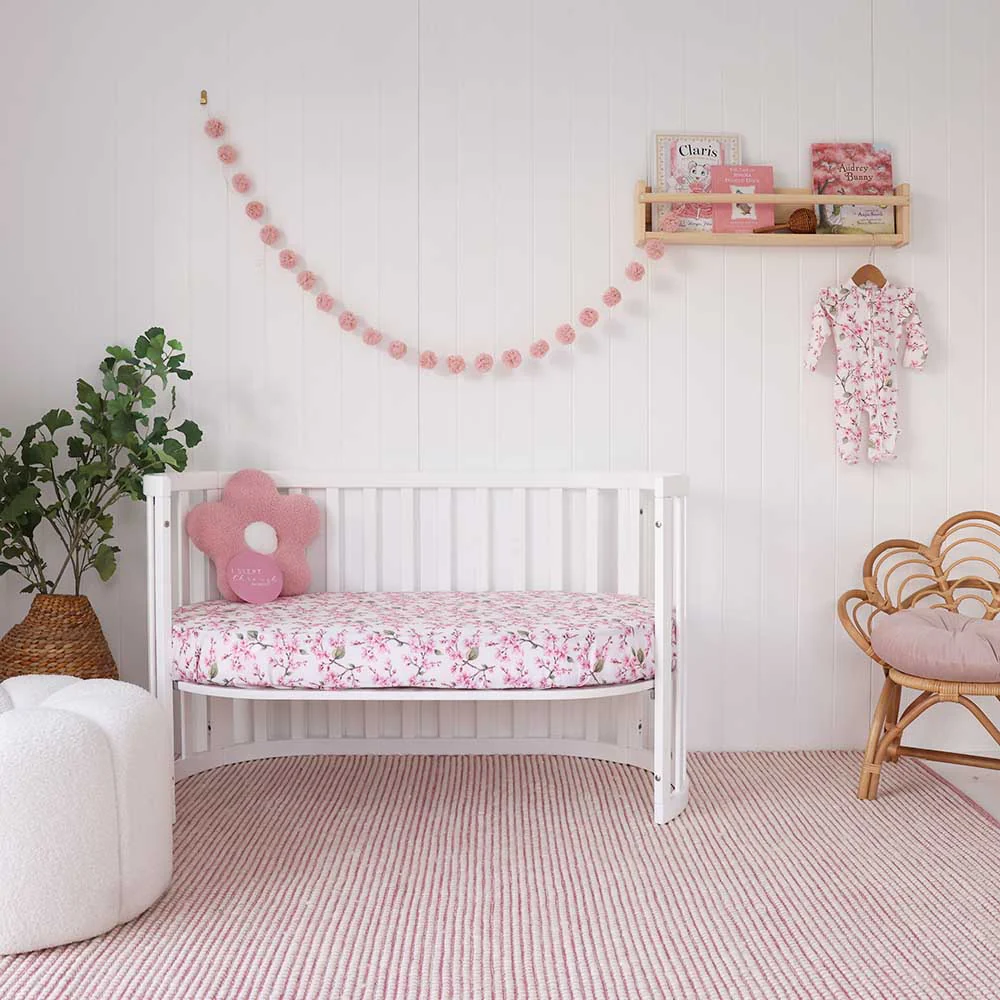 Cherry Blossom Organic Fitted Cot Sheet - Image 3