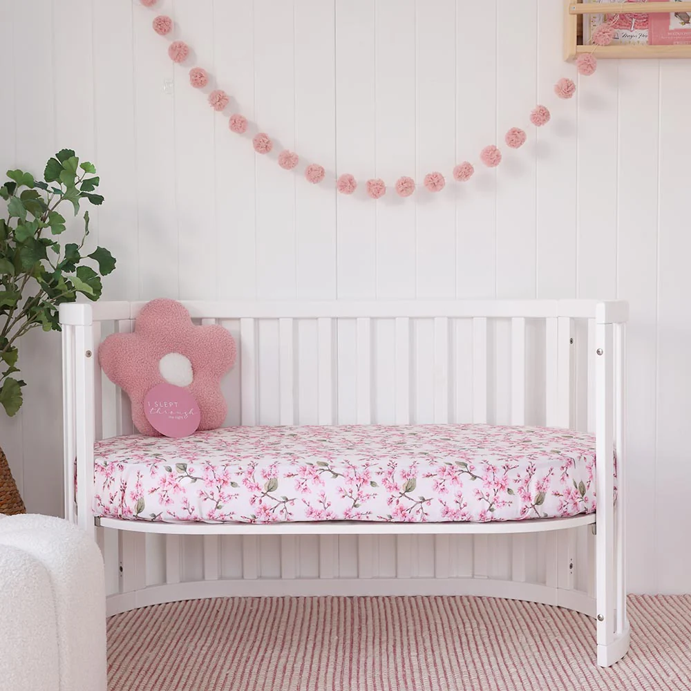 Cherry Blossom Organic Fitted Cot Sheet - Image 4