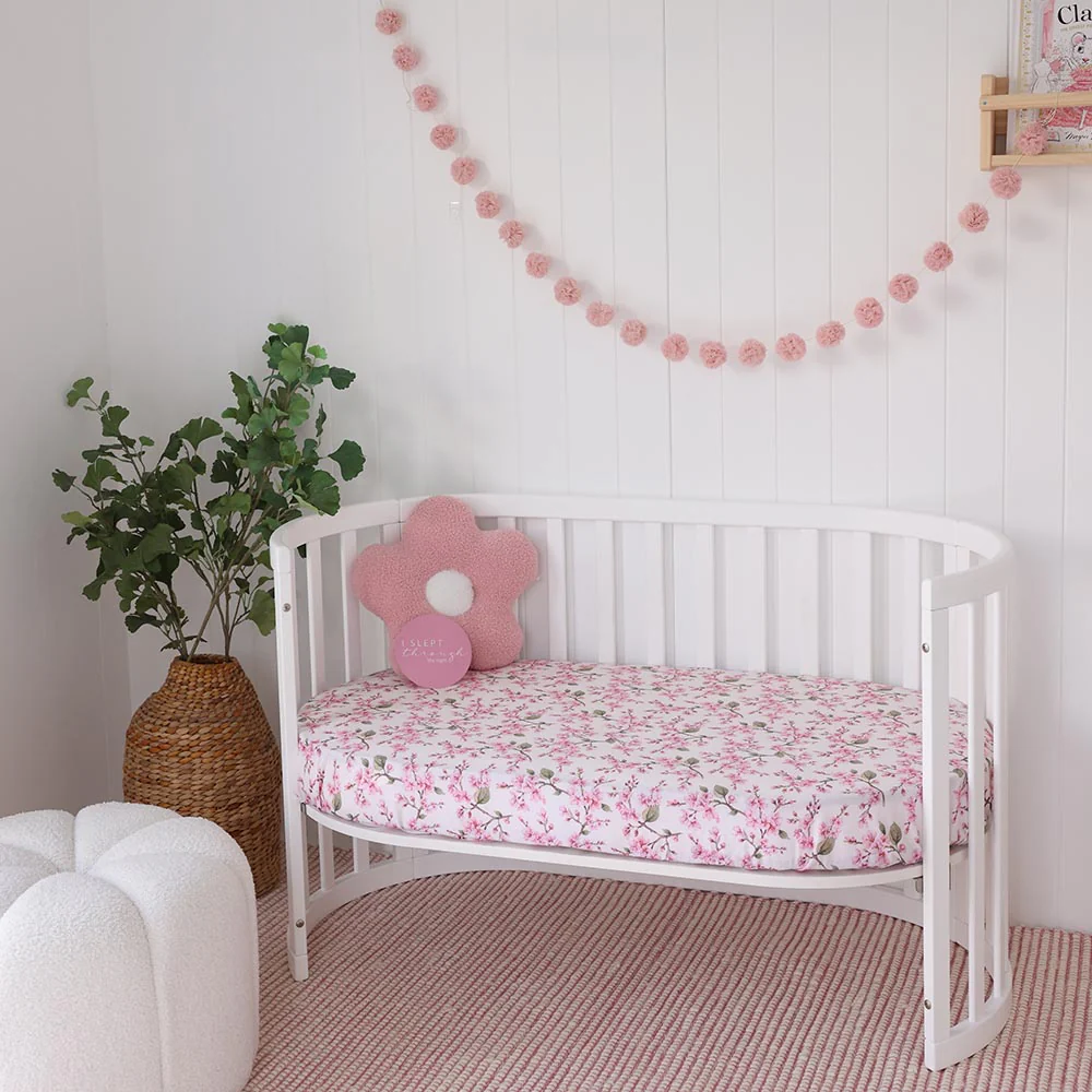 Cherry Blossom Organic Fitted Cot Sheet - Image 5