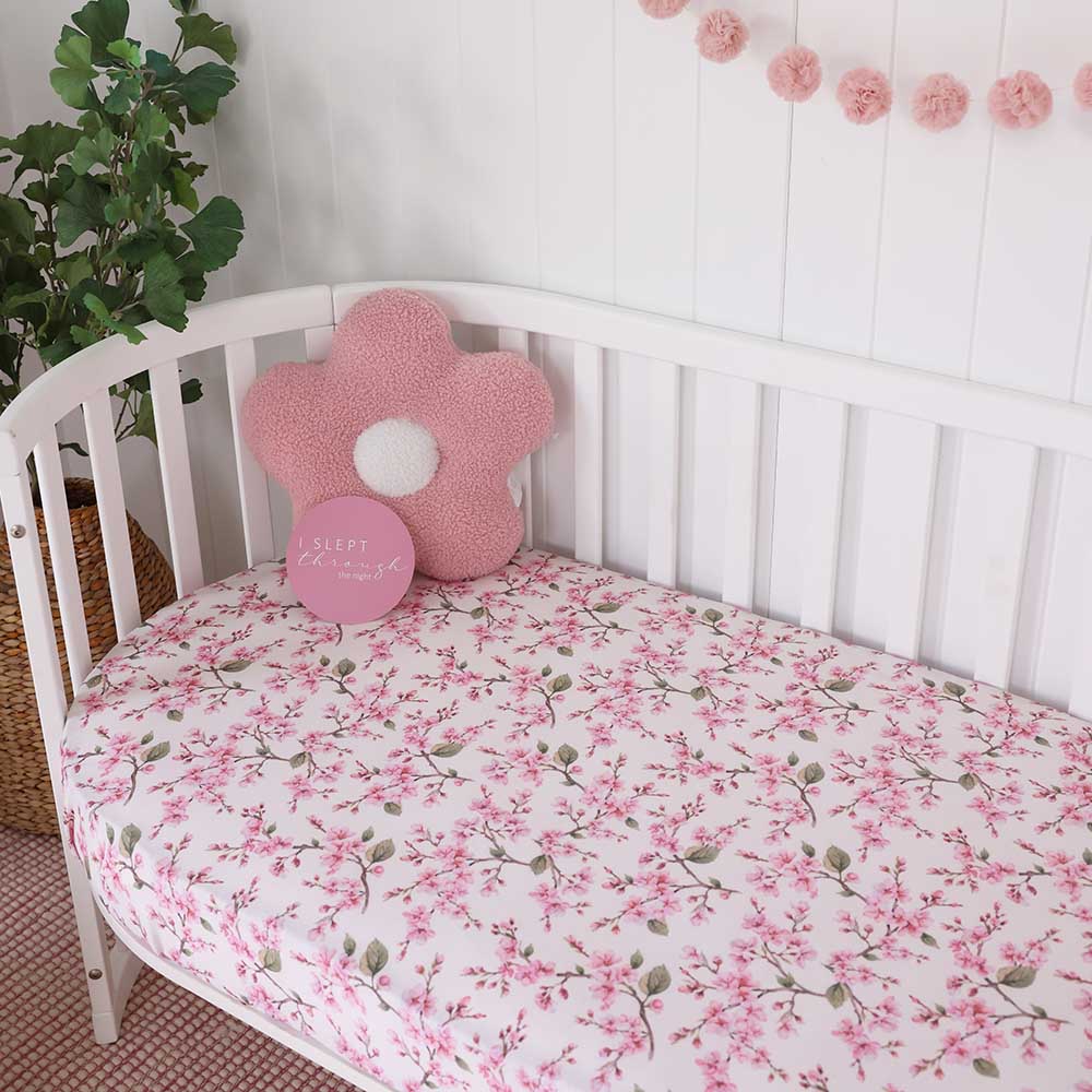 Cherry Blossom Organic Fitted Cot Sheet - Image 6