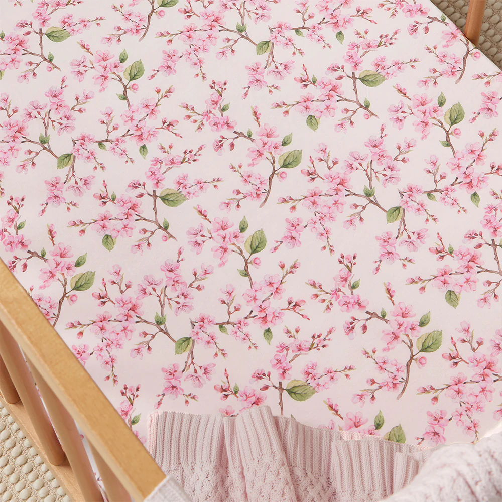 Cherry Blossom Organic Fitted Cot Sheet - Image 8