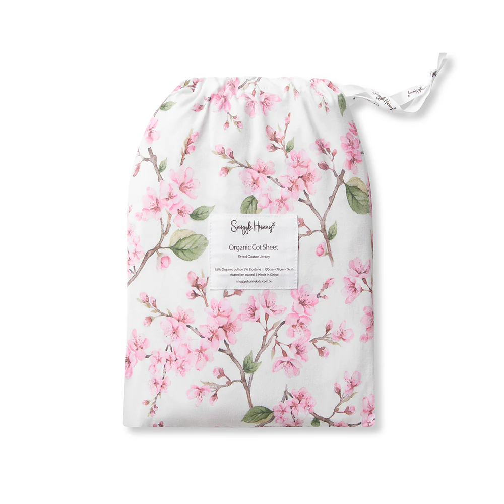 Cherry Blossom Organic Fitted Cot Sheet - Image 9