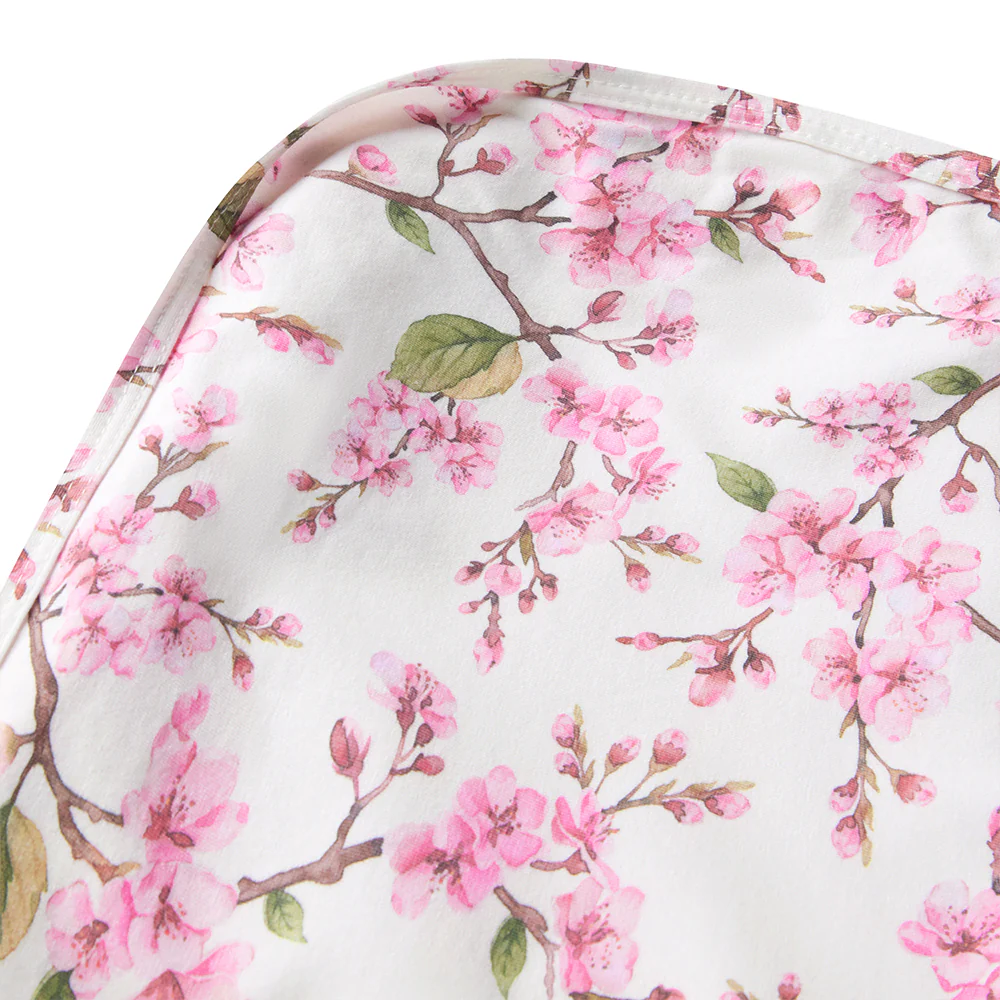 Cherry Blossom Organic Jersey Wrap & Topknot Set - Image 4