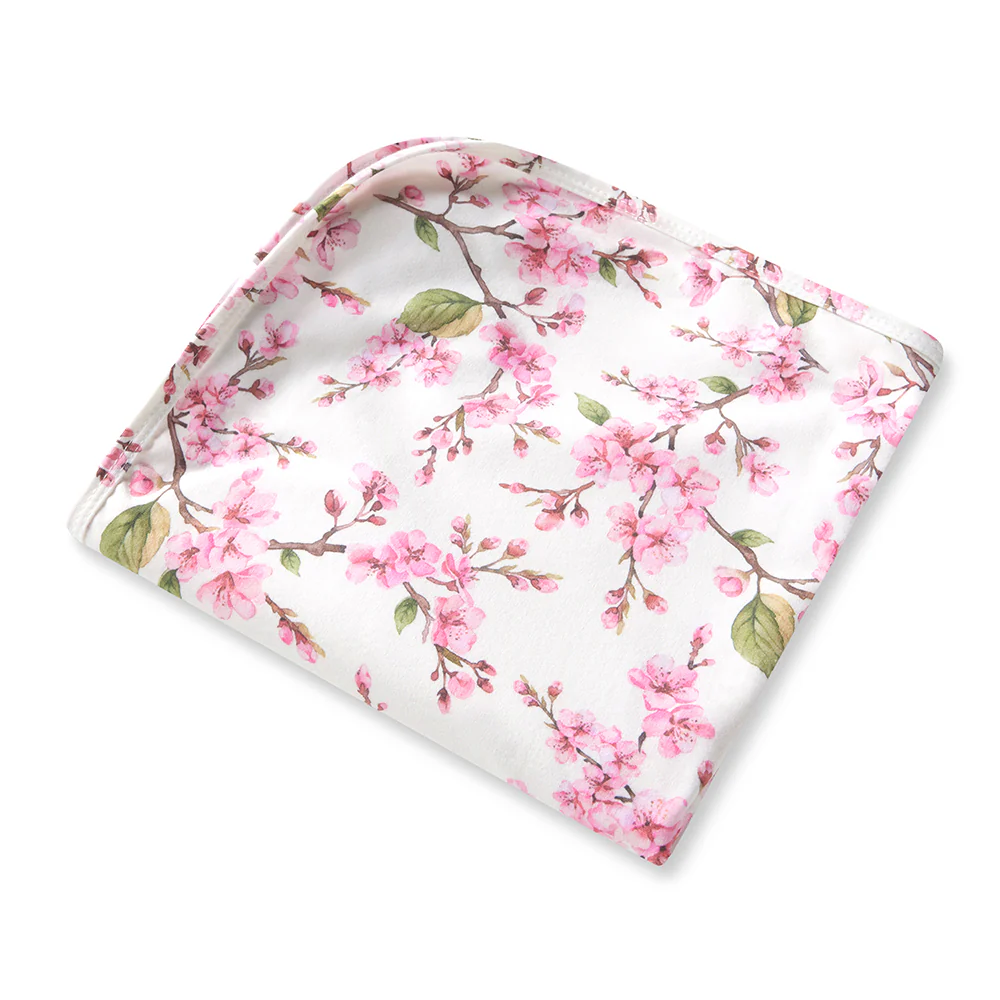 Cherry Blossom Organic Jersey Wrap & Topknot Set - Image 5