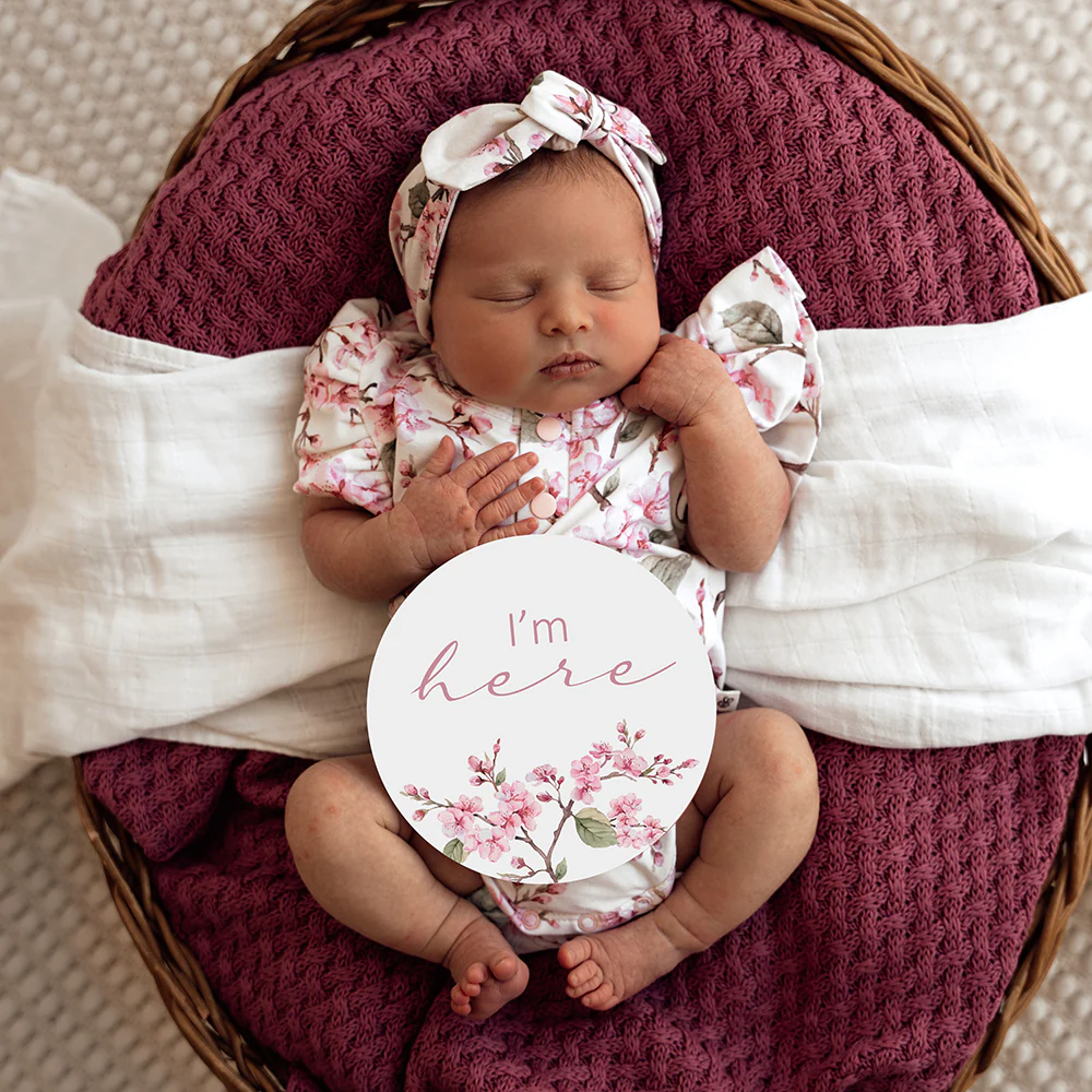 Cherry Blossom Short Sleeve Organic Bodysuit with Frill - Image 9