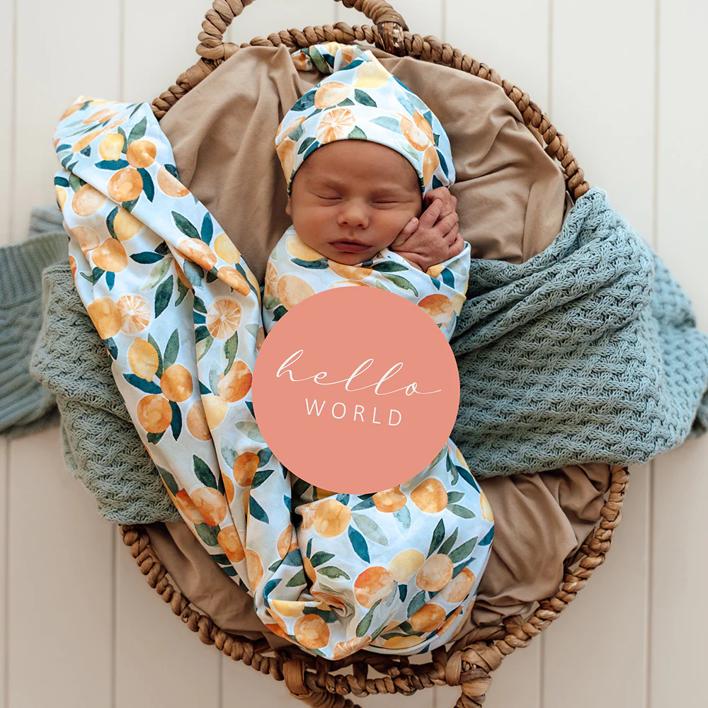 Citrus Squeeze Organic Jersey Wrap & Beanie Set - Image 5
