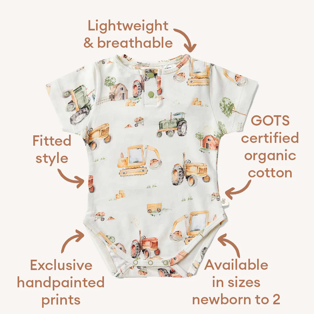 Diggers & Tractors Short Sleeve Organic Bodysuit - Image 4