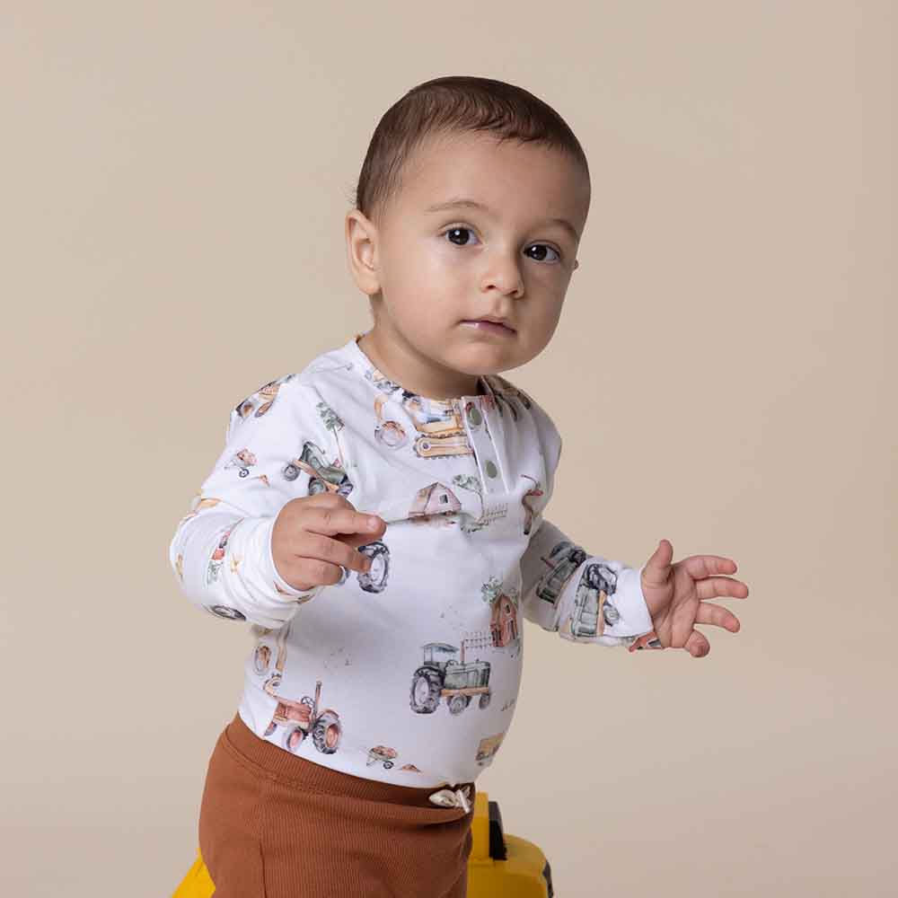 Diggers & Tractors Long Sleeve Organic Bodysuit - Image 10