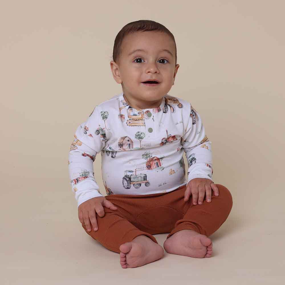 Diggers & Tractors Long Sleeve Organic Bodysuit - Image 5