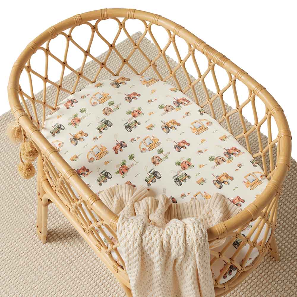 Diggers & Tractors Organic Bassinet Sheet / Change Pad Cover - Image 4