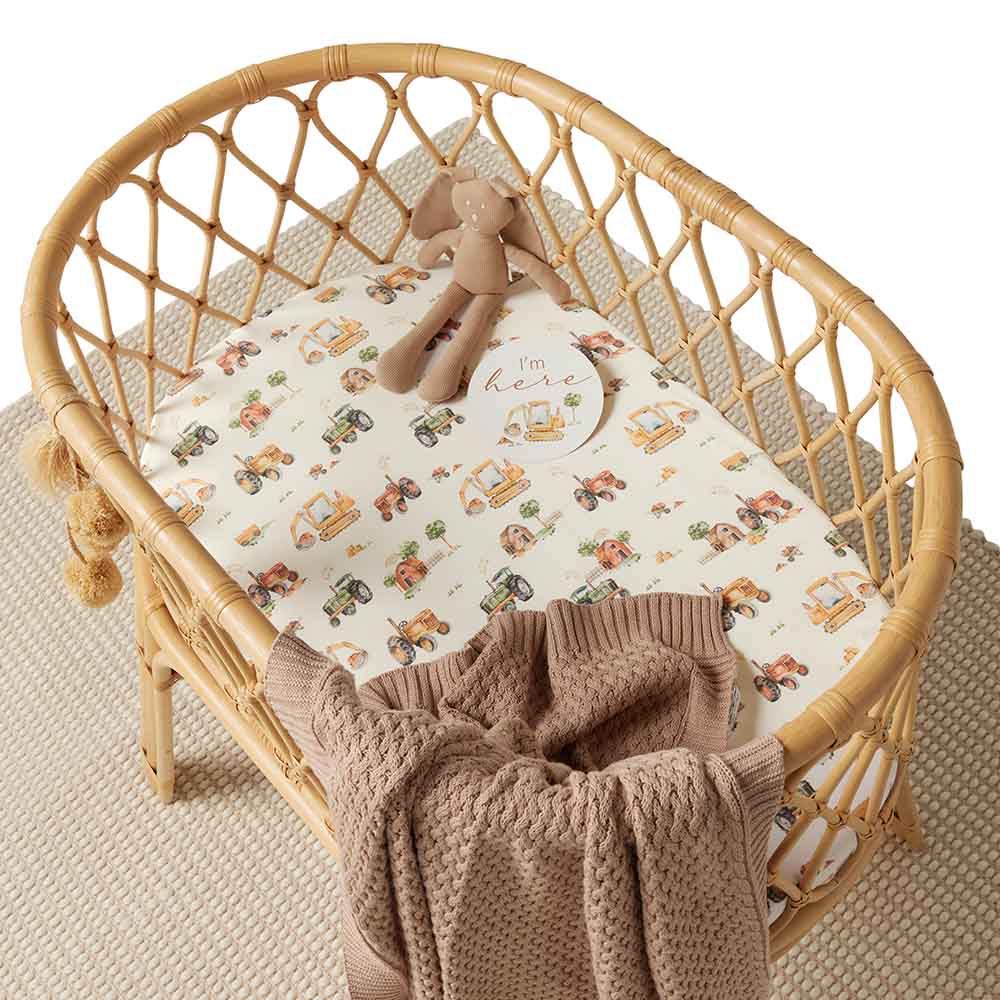 Diggers & Tractors Organic Bassinet Sheet / Change Pad Cover - Image 5
