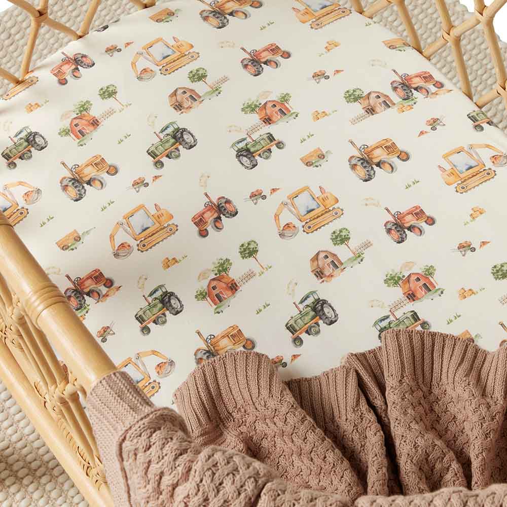 Diggers & Tractors Organic Bassinet Sheet / Change Pad Cover - Image 6