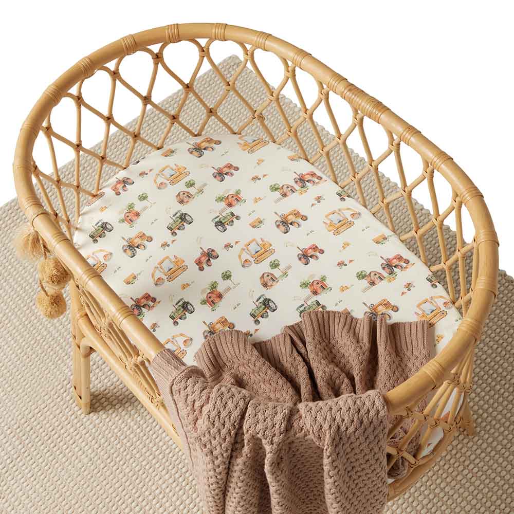 Diggers & Tractors Organic Bassinet Sheet / Change Pad Cover - Image 7