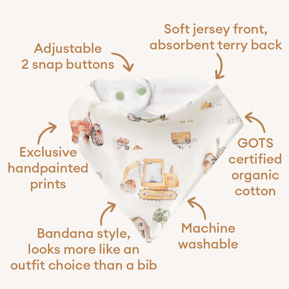 Diggers & Tractors Organic Dribble Bib - Image 3