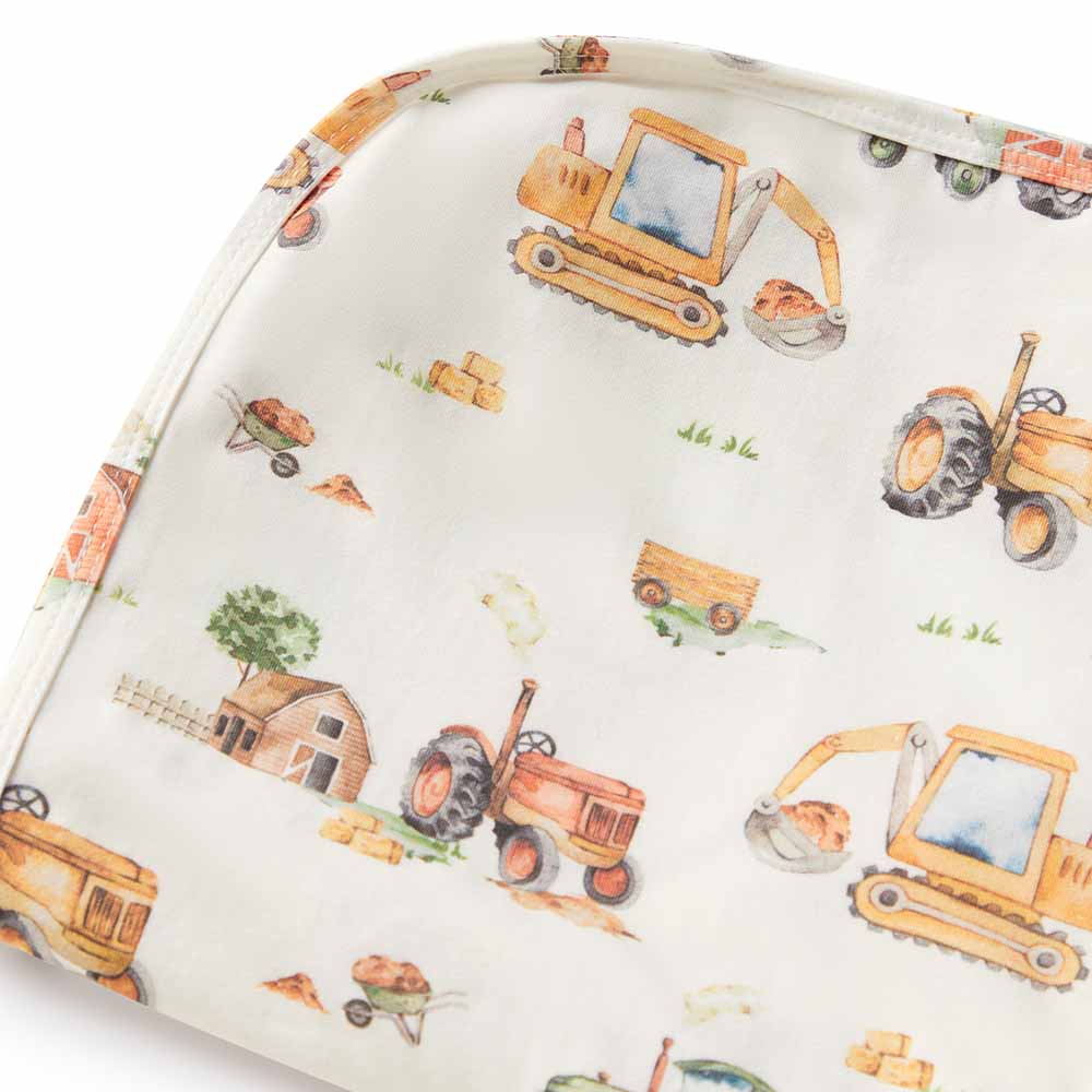 Diggers & Tractors Organic Jersey Wrap & Beanie Set - Image 5