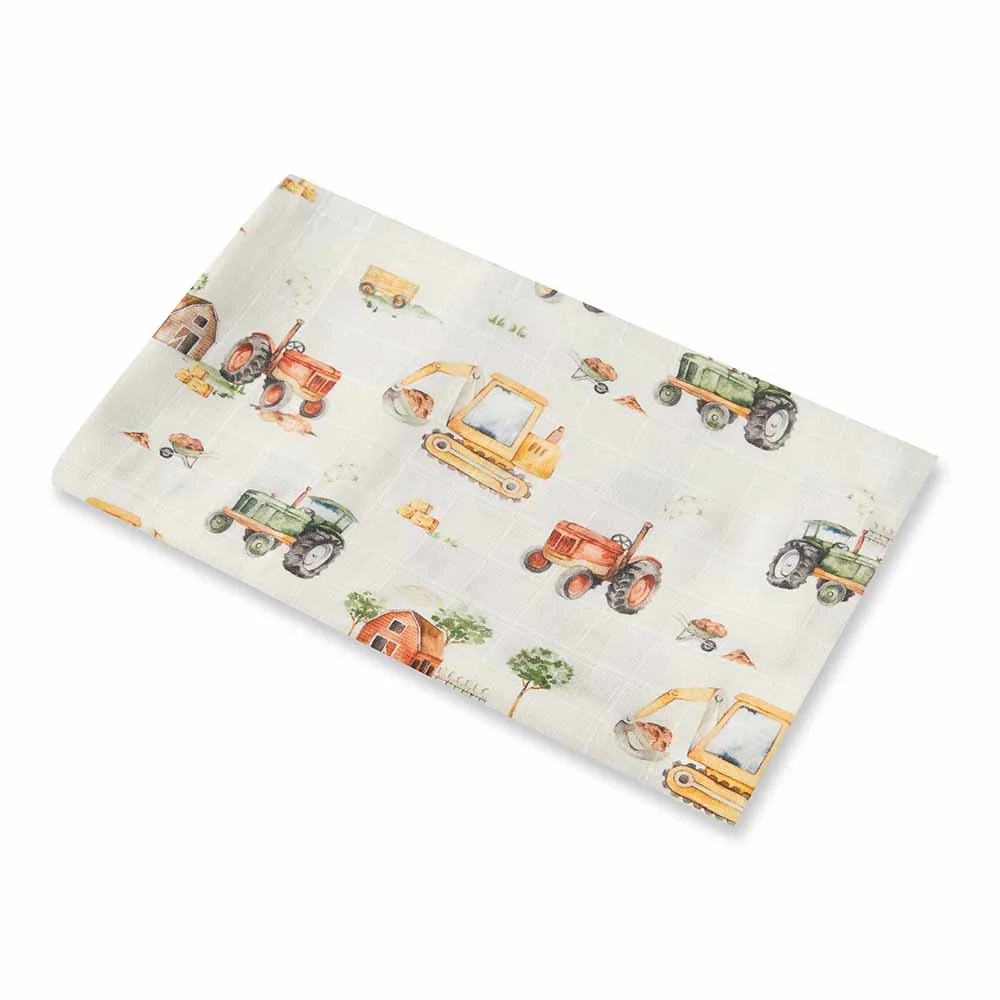 Diggers & Tractors Organic Muslin Wrap - Image 5