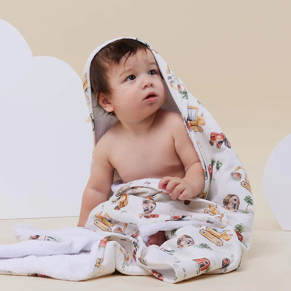 Diggers & Tractors Organic Hooded Baby Towel - Image 5