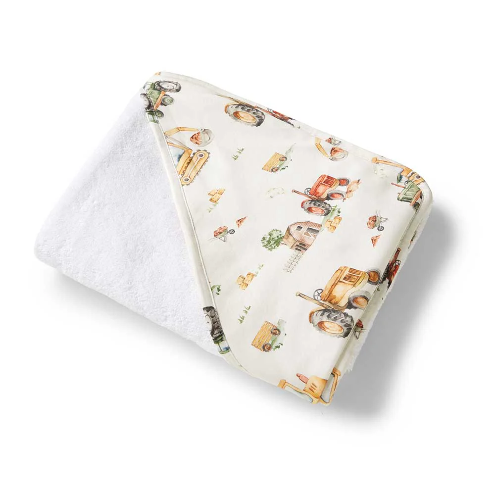 Diggers & Tractors Organic Hooded Baby Towel - Image 6