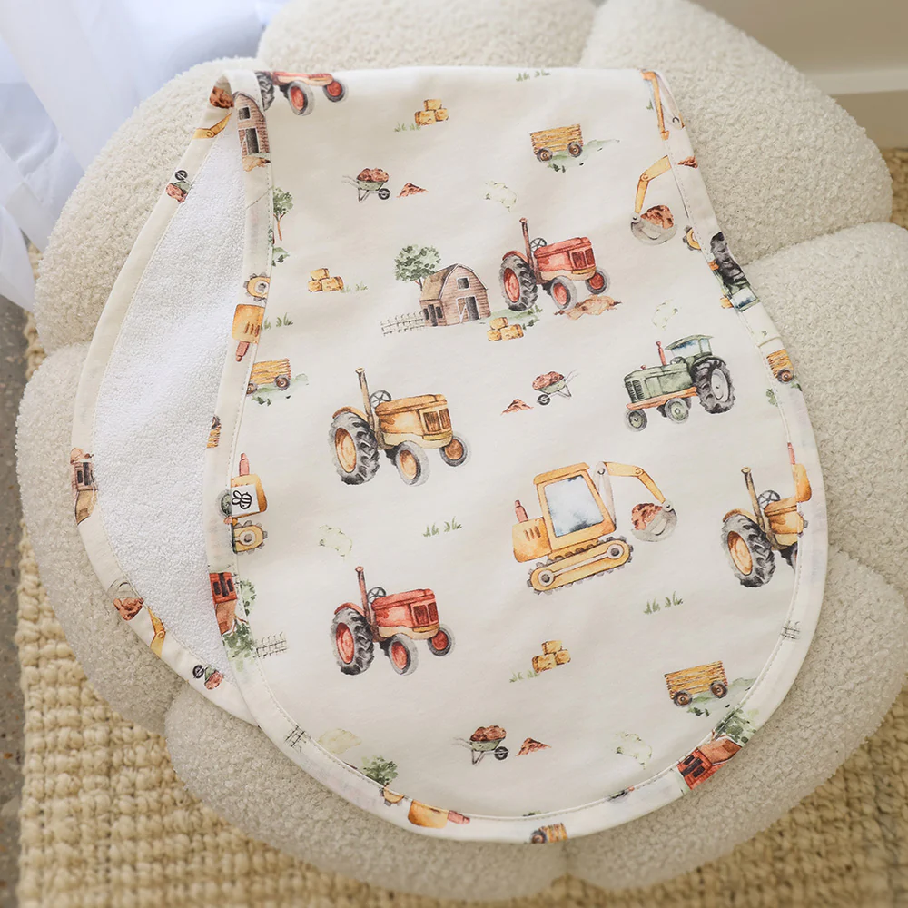 Diggers & Tractors Organic Cotton Burp Cloth - Image 4