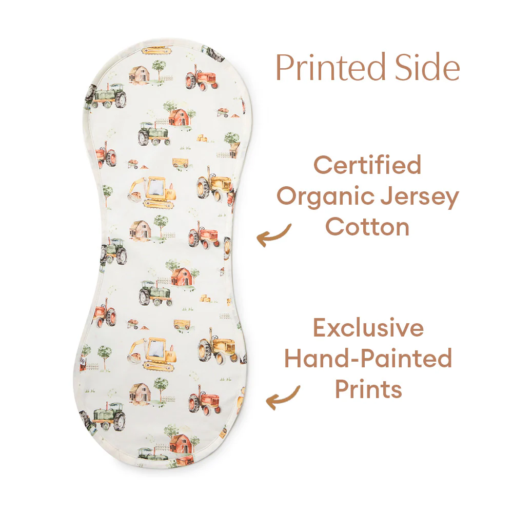 Diggers & Tractors Organic Cotton Burp Cloth - Image 5