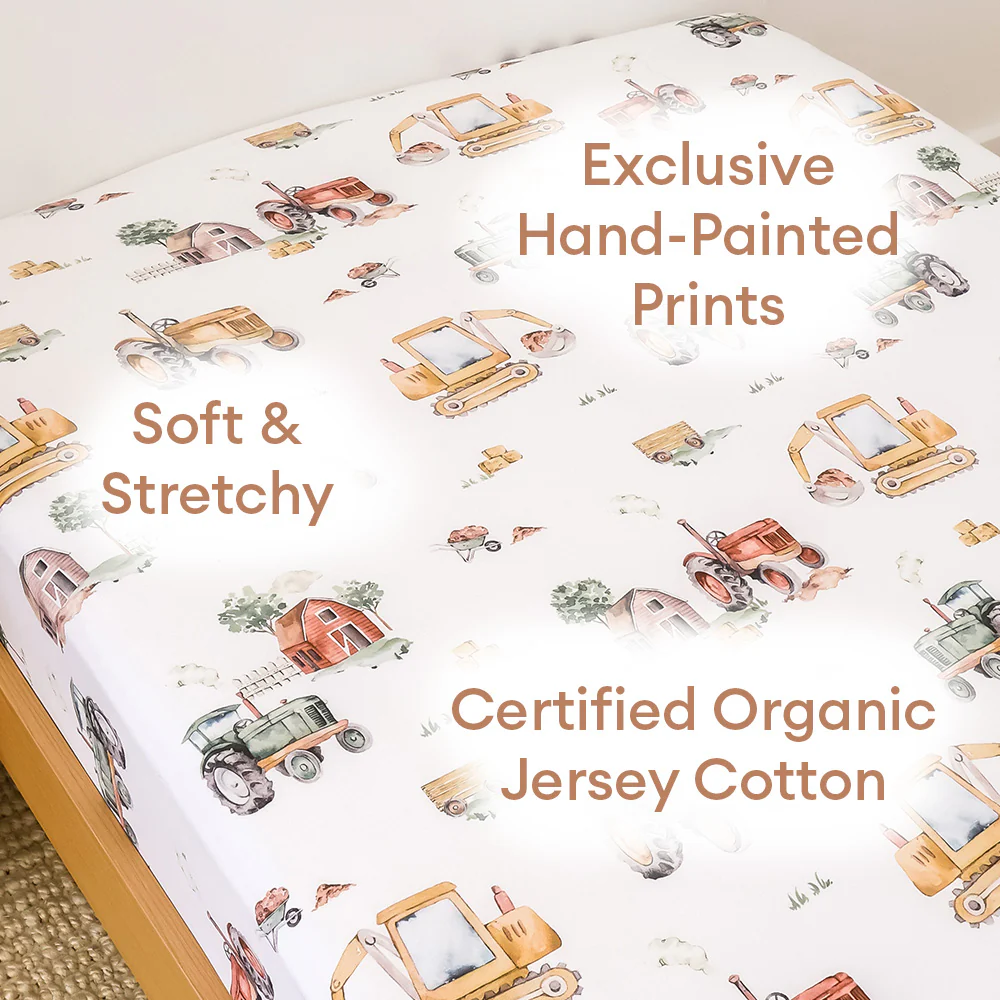 Diggers & Tractors Organic Cotton Fitted Sheet - Image 4