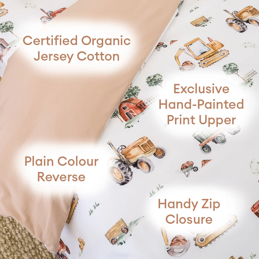 Diggers & Tractors Organic Cotton Quilt Cover - Image 5