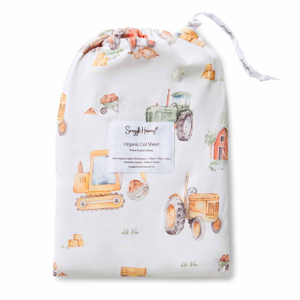 Diggers & Tractors Organic Fitted Cot Sheet - Image 3