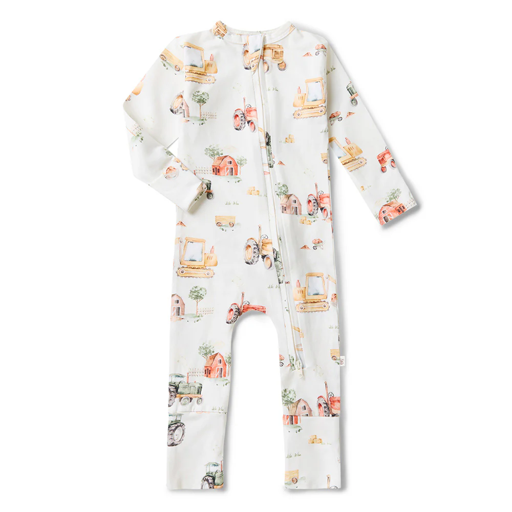Diggers & Tractors Organic Snugglesuit Convertible Romper - Image 2