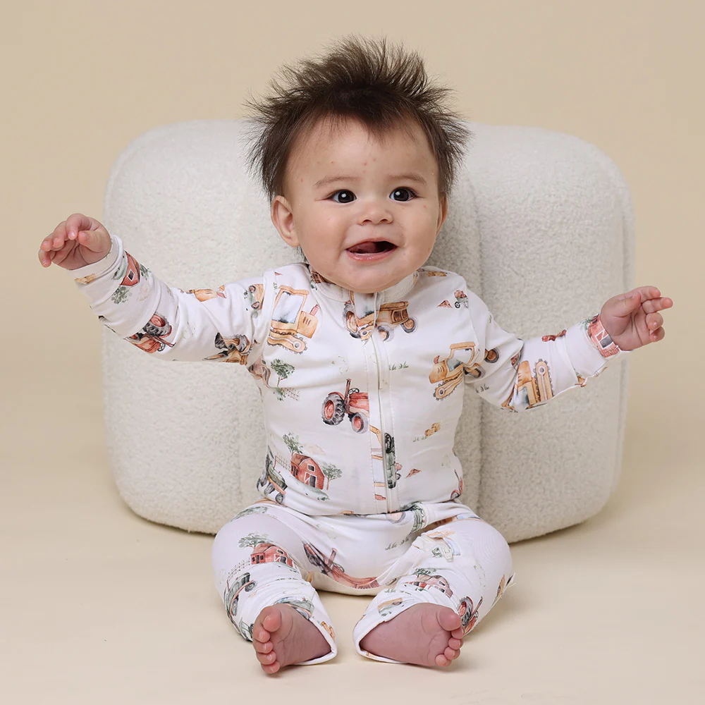Diggers & Tractors Organic Snugglesuit Convertible Romper - Image 3
