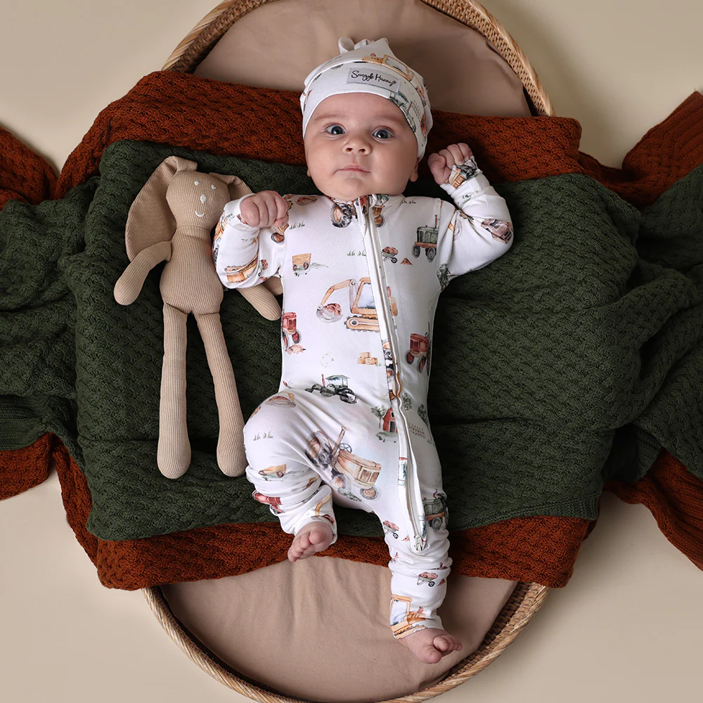 Diggers & Tractors Organic Snugglesuit Convertible Romper - Image 4