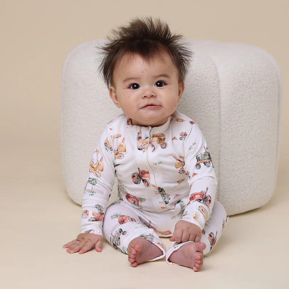 Diggers & Tractors Organic Snugglesuit Convertible Romper - Image 6
