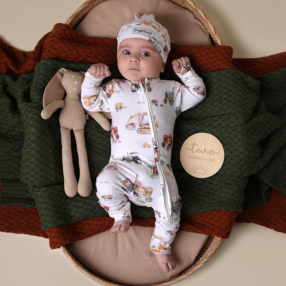 Diggers & Tractors Organic Snugglesuit Convertible Romper - Image 7