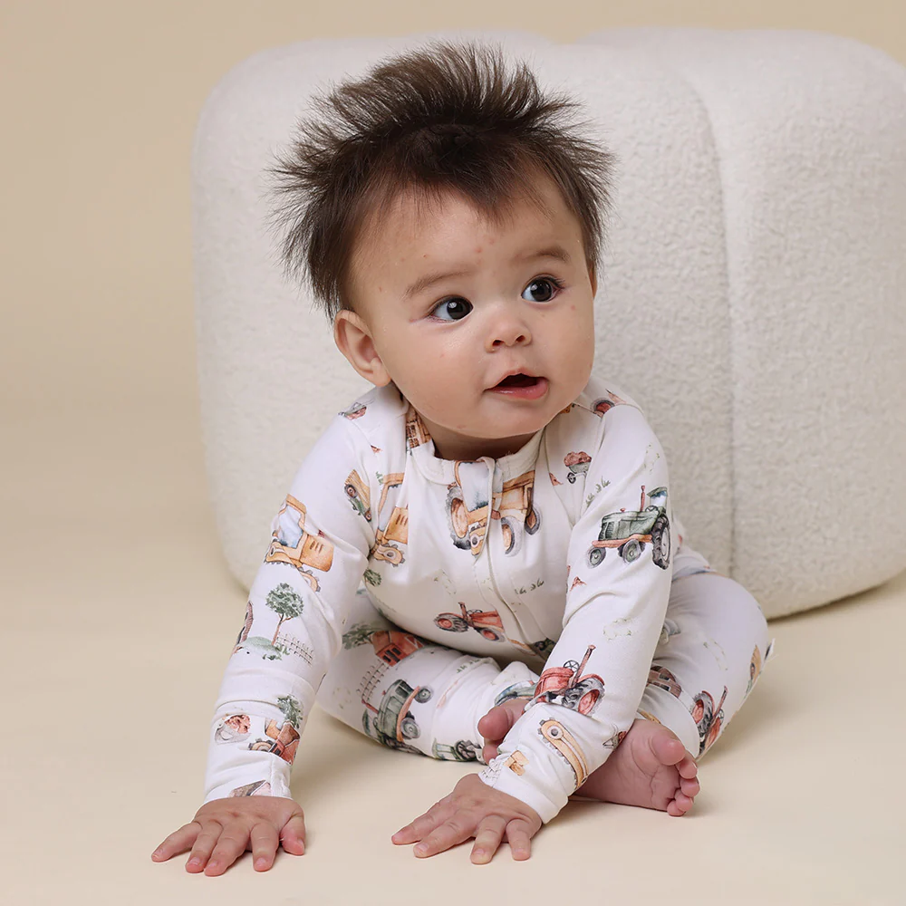 Diggers & Tractors Organic Snugglesuit Convertible Romper - Image 8