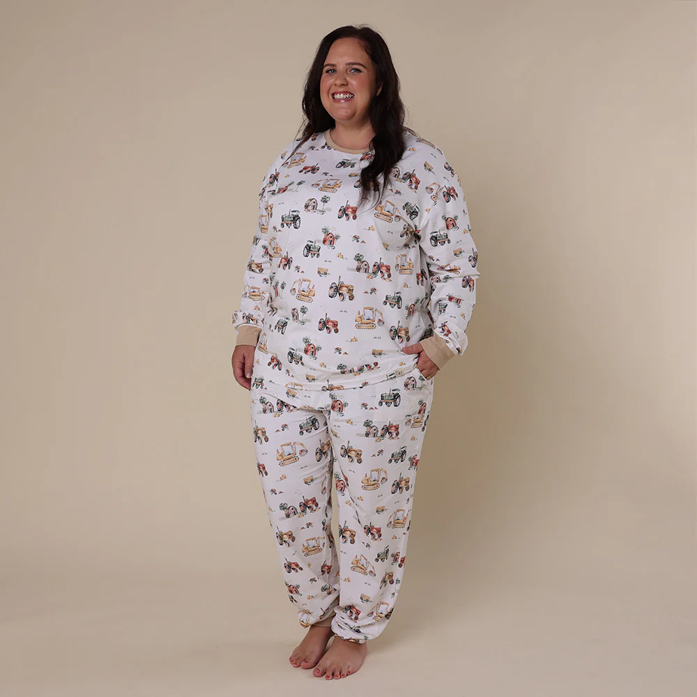 Diggers & Tractors Organic Womens Long Sleeve PJ Set - Image 3