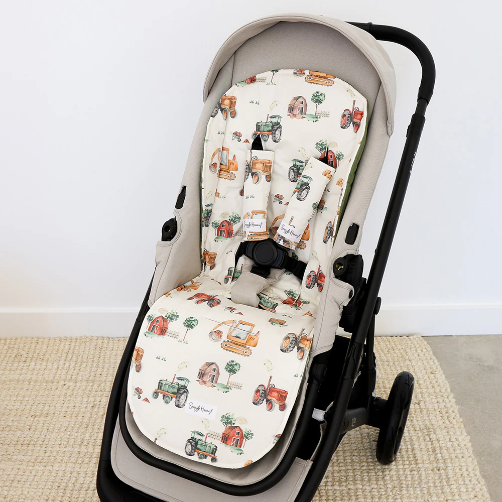 Bundle - Diggers & Tractors Pram Liner & Strap Cover Set - Image 2
