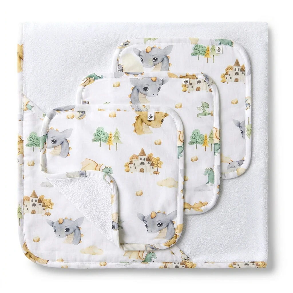 Dragon Organic Baby Towel & Wash Cloth Set
