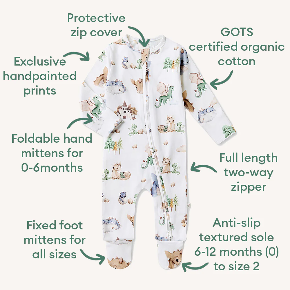 Dragon Organic Snuggle Sleepsuit Zip Footie - Image 4