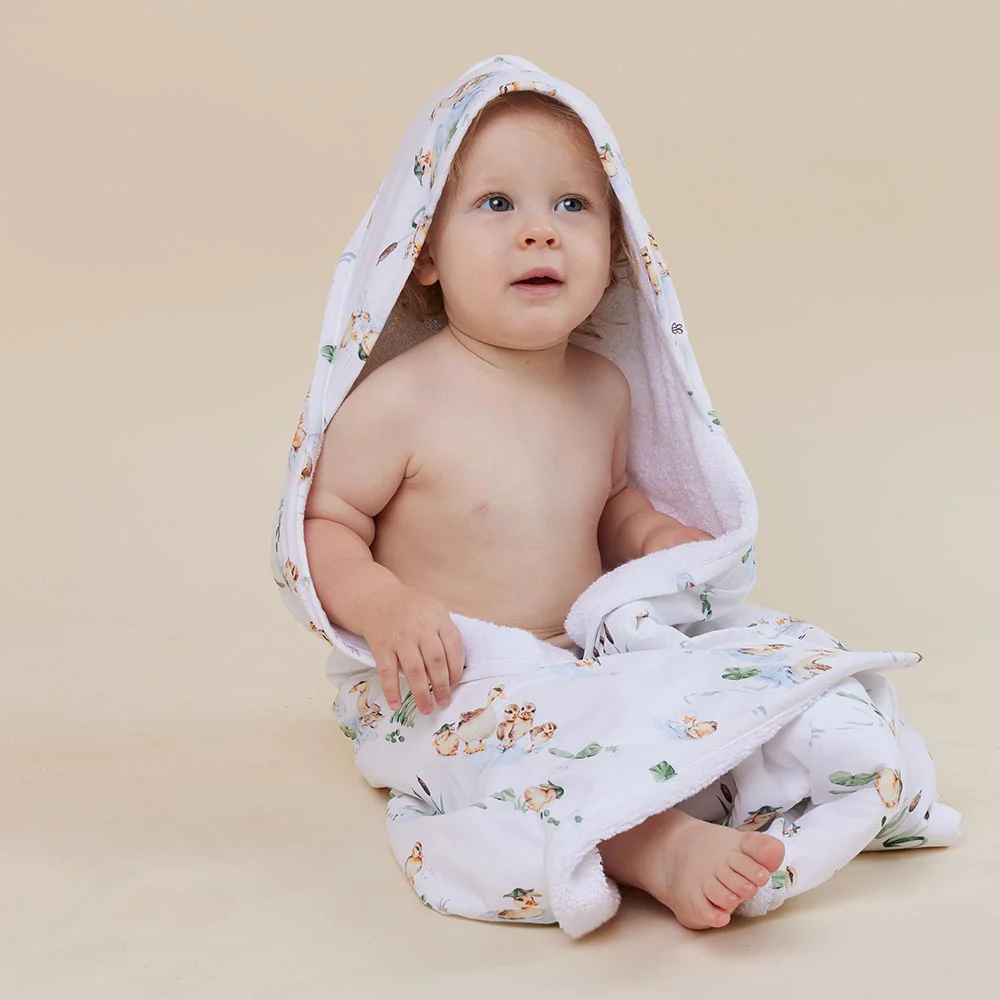 Duck Pond Organic Baby Towel & Wash Cloth Set - Image 5