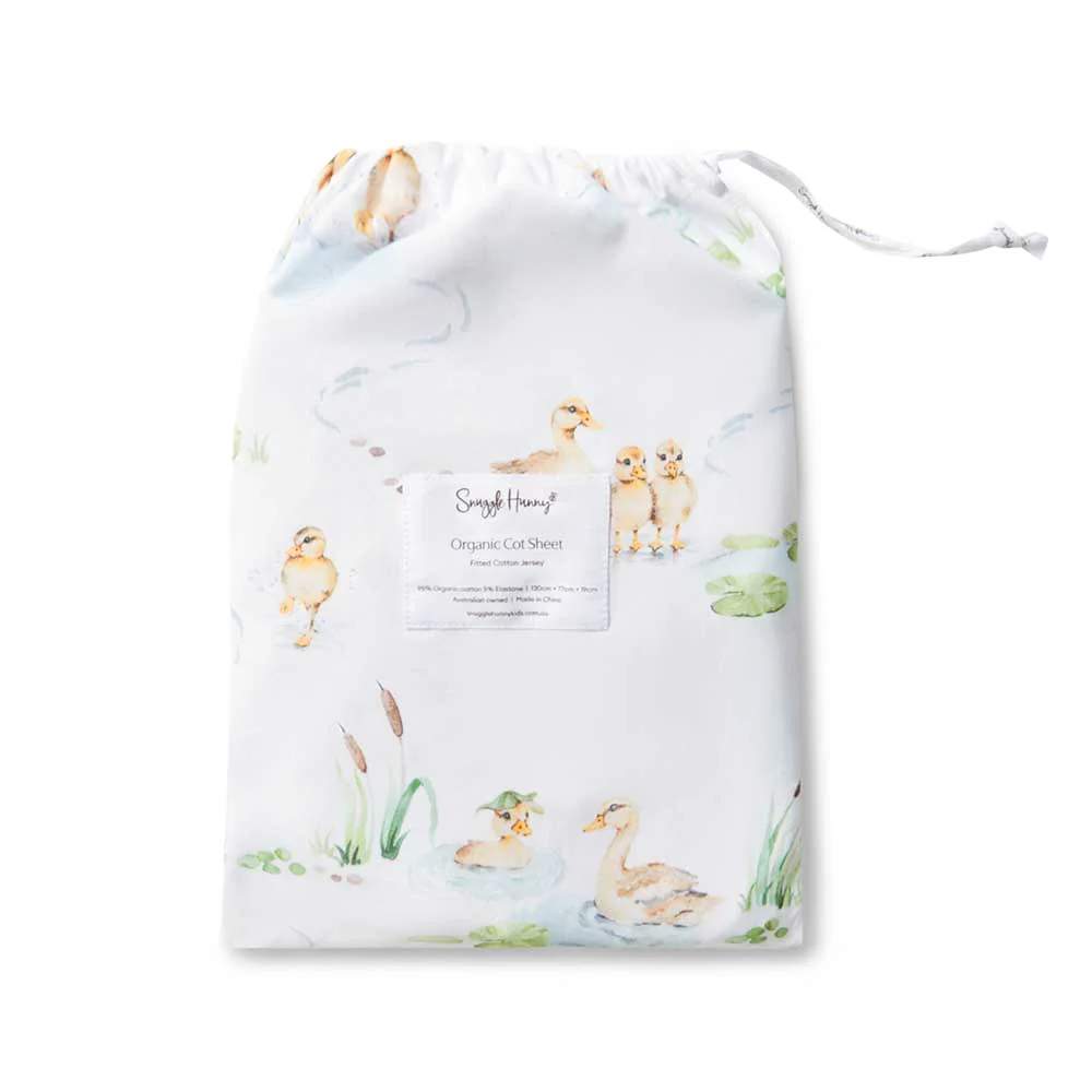 Duck Pond Organic Fitted Cot Sheet - Image 11