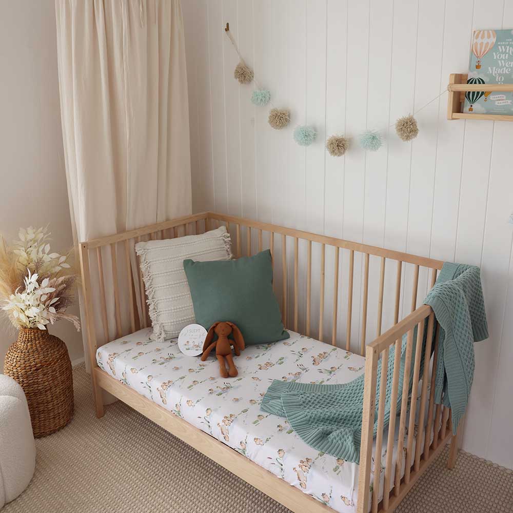 Duck Pond Organic Fitted Cot Sheet - Image 2