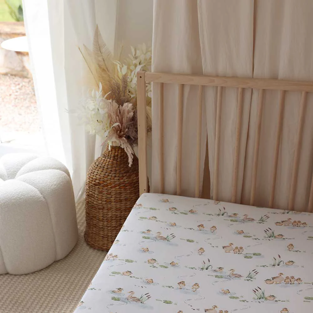 Duck Pond Organic Fitted Cot Sheet - Image 5