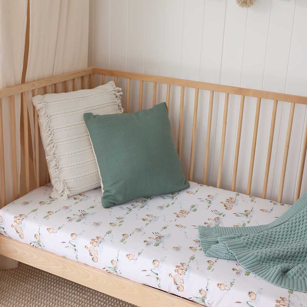 Duck Pond Organic Fitted Cot Sheet - Image 6