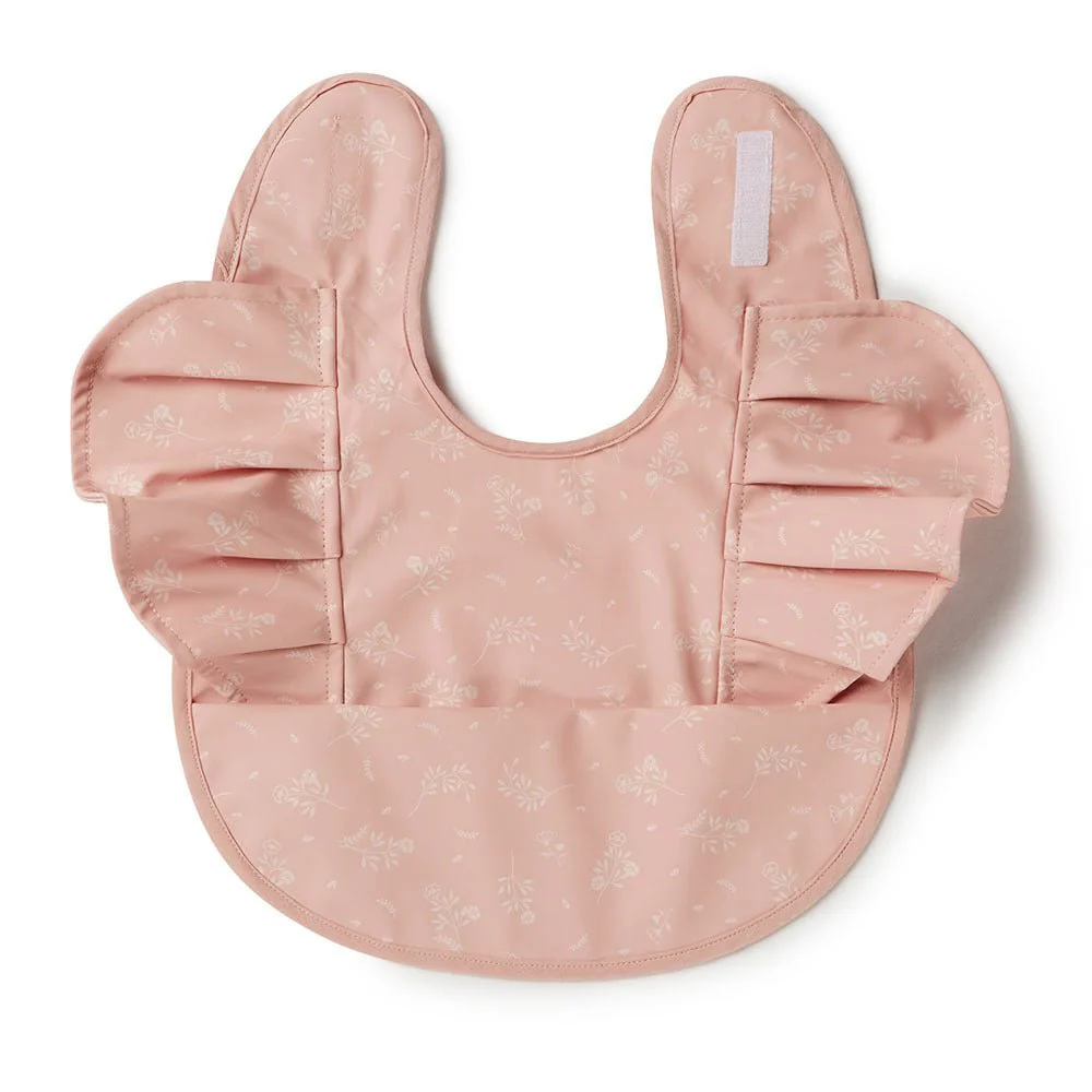 Dusty Rose Flower Frill Snuggle Bib - Image 2