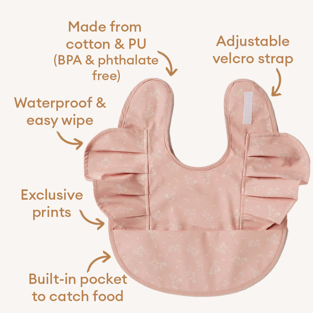 Dusty Rose Flower Frill Snuggle Bib - Image 4