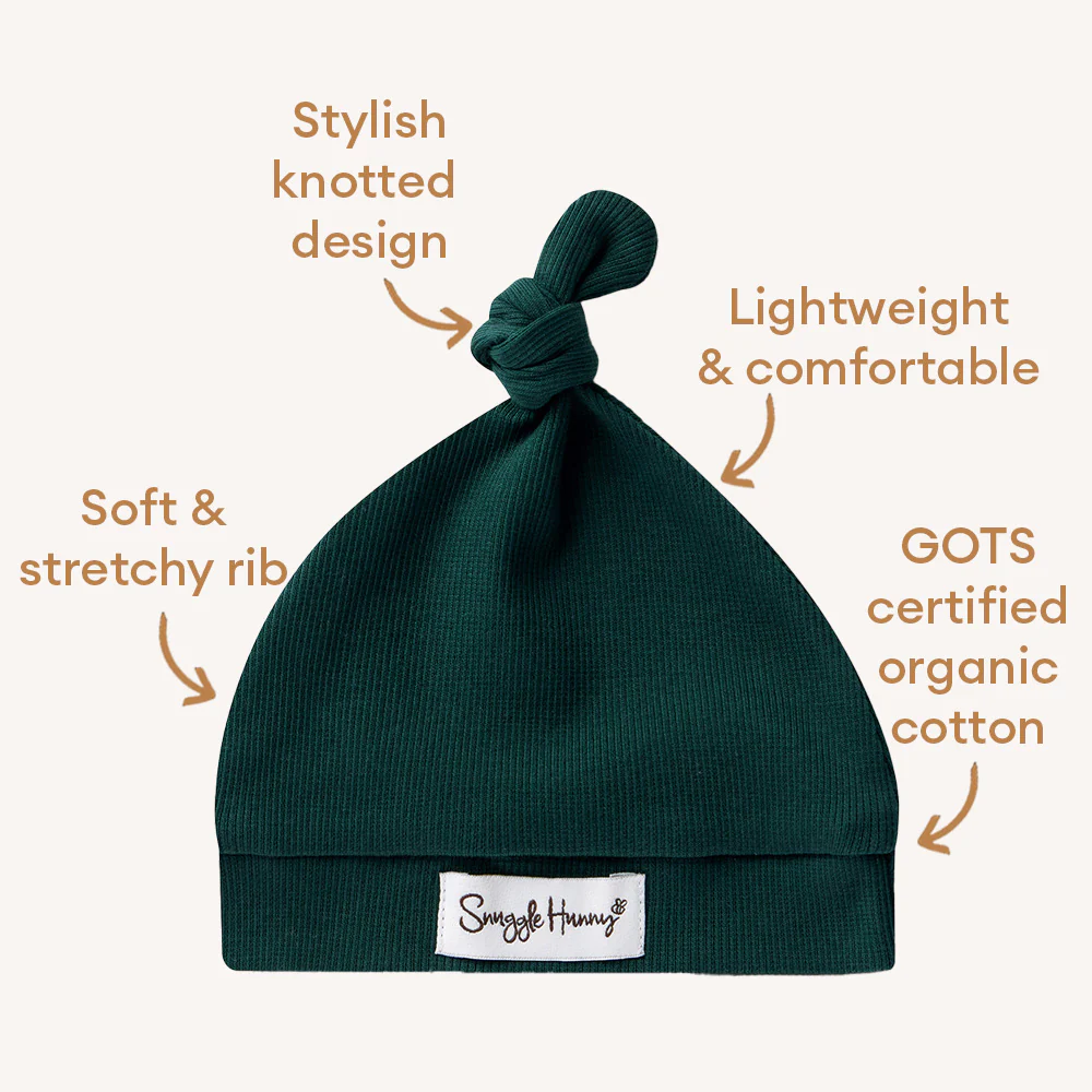 Emerald Ribbed Organic Knotted Beanie - Image 4