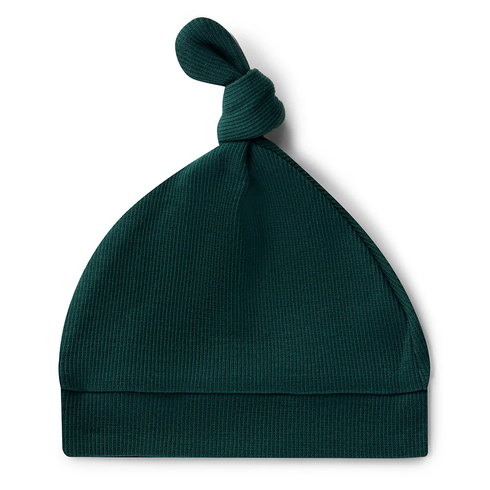 Emerald Ribbed Organic Knotted Beanie - Image 5