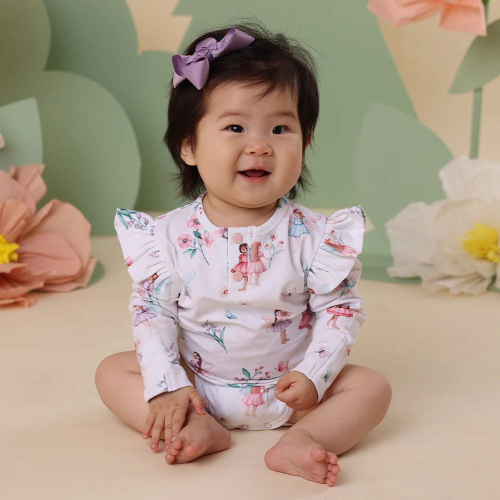 Fairy Garden Long Sleeve Organic Bodysuit with Frill - Image 11